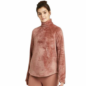 Joy Lab Womens M High Neck Plush Pullover Soothing Soft Plush Cozy Woodrose New